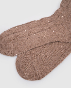 Brunello Cucinelli Коричневі гольфи з вовною у візерунок MPG731389P