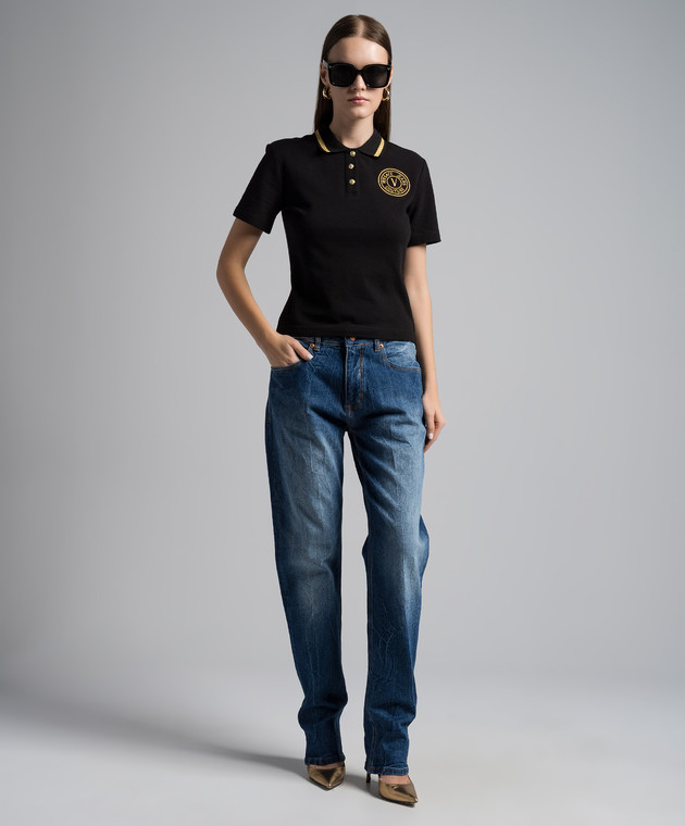 VERSACE JEANS COUTURE ブラックタンクトップ XS Versace Jeans Couture - Черный джинсовый жилет с узором логотипа