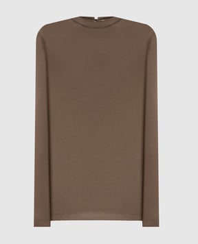 Brunello Cucinelli Коричневый лонгслив с цепочкой мониль M0TC8BJ300