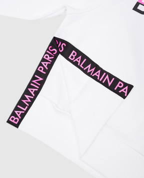 Balmain Дитячий білий світшот з принтом логотипа BU4A80Z00011214
