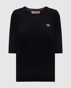 Twinset Чорний топ з логотипом 252TP3240