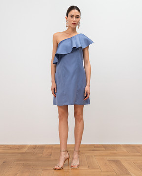 Zac Zac Posen Блакитна сукня на плече з воланом 05525329