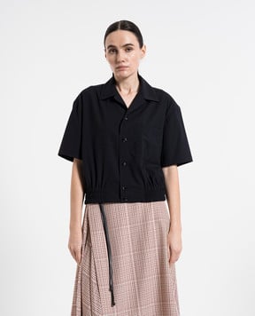 Bottega Veneta Черная рубашка из шерсти с короткими рукавами 751398V4XP0