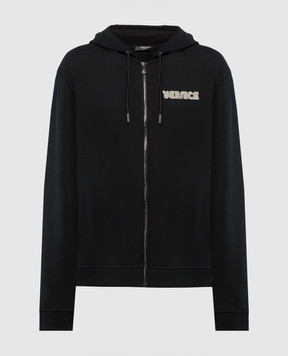 Versace Черная спортивная куртка с принтом логотипа 10162811A11444
