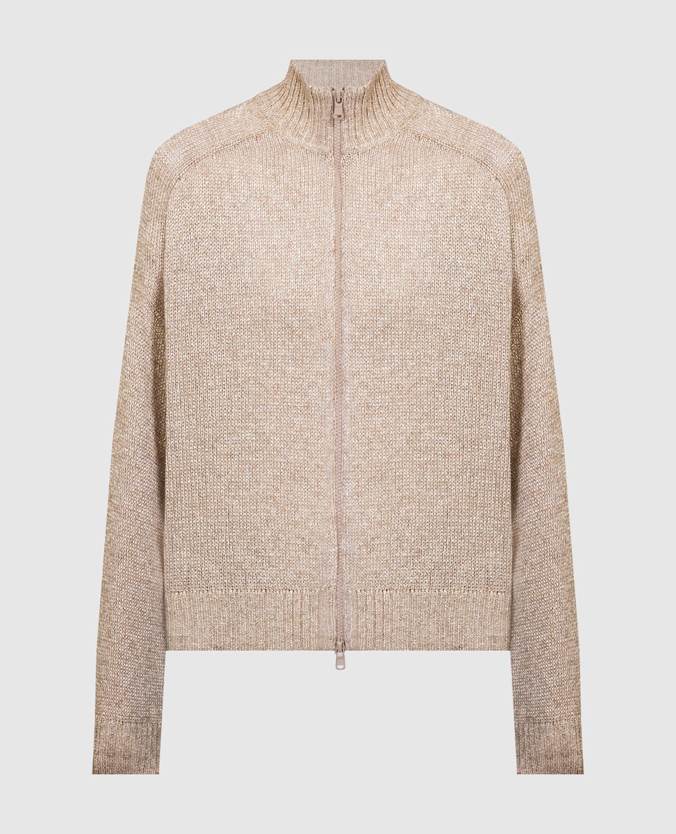Beige cardigan with wool and lurex