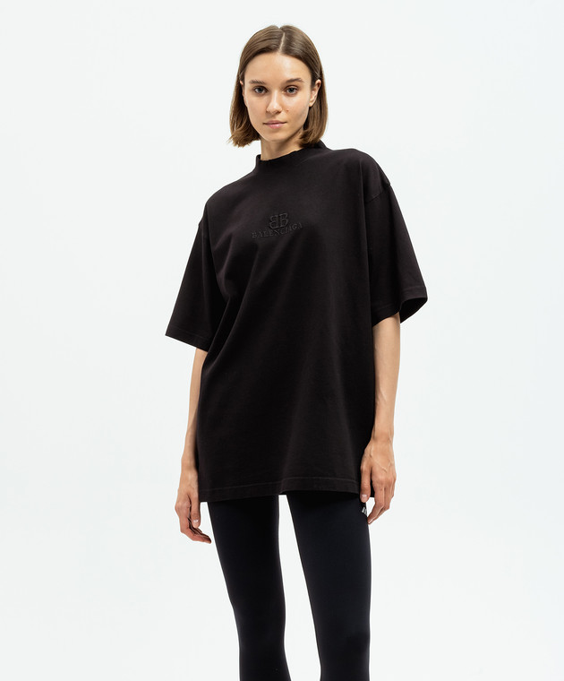 Balenciaga Черная футболка с логотипом 764235TQVS8 изображение 3