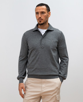 Brunello Cucinelli Серое меланжевое поло из шерсти и кашемира M24805025