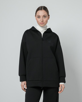 Max Mara Черная спортивная кофта Obbia из шерсти с монограммой логотипа OBBIA