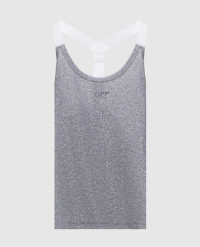 Off-White Сірий топ в рубчик з люрексом OWAD25SS25JER002