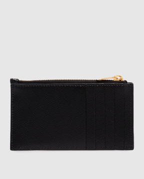 Saint Laurent Черный кожаный стеганый картхолдер Cassandre 607915BOW01
