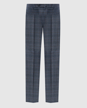ISAIA Синие брюки из шерсти и кашемира в клетку 0073158333K