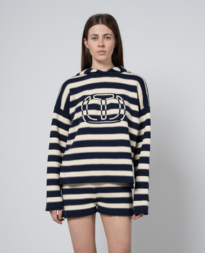Twinset Синє худі в смужку з вишивкою логотипа 241TP3410