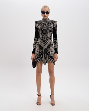 Balmain Чорна оксамитова сукня з кристалами 143952
