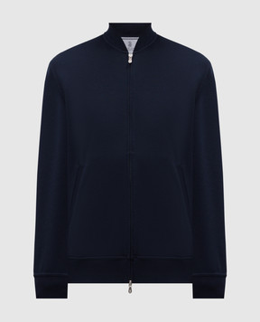 Brunello Cucinelli Синяя спортивная куртка с кашемиром и шелком. MM8319072G