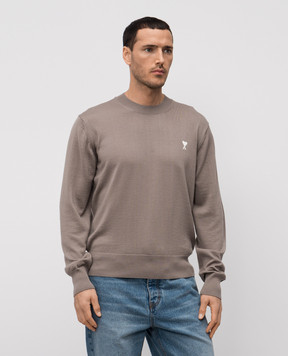 Ami Paris Бежевий джемпер з вовни з емблемою Ami de Coeur HKS121KN0025