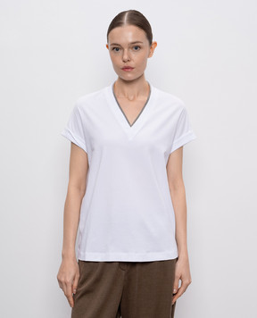 Brunello Cucinelli Біла футболка з ланцюжком моніль MPT18BD222