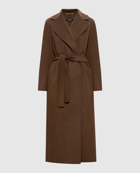 Max Mara Коричневое пальто POLDO на запах из шерсти POLDO