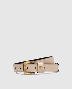 Valentino Бежевий шкіряний ремінь з емблемою VLogo Signature 6W2T0SM1PPU