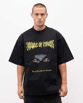 Vetements Чорна металізована футболка з принтом UCF76MT551B