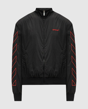 Off-White Черная спортивная куртка с вышивкой логотипа OMBD041F24FAB001
