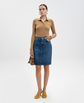 Dolce&Gabbana Коричневое поло с шерстью в рубчик FXZ39TJDVDC