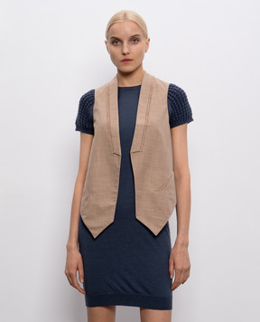 Brunello Cucinelli Бежевый жилет с шерстью и шелком M0W072910F