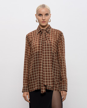 Saint Laurent Коричневая рубашка из шерсти в клеточку 838125Y3J73