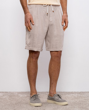 Brunello Cucinelli Бежеві шорти з льону з відворотами M236PU0020