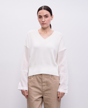 Brunello Cucinelli Білий пуловер з ланцюжком моніль M19256202