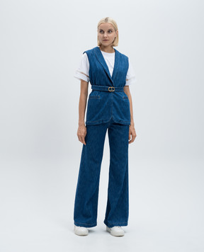Twinset Синій джинсовий жилет з поясом 242TP2611