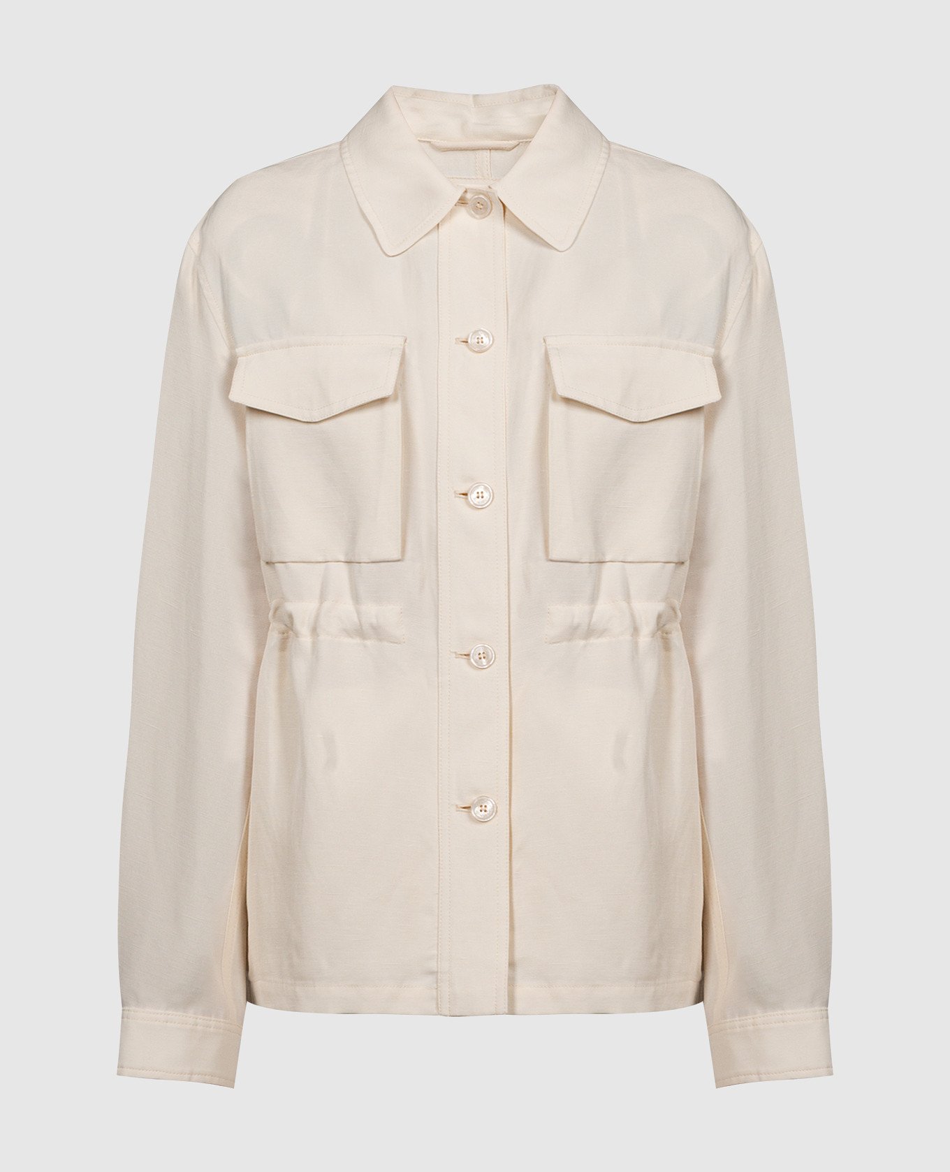 Beige shirt on a drawstring with linen
