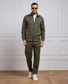 Loro Piana Зеленая спортивная кофта с льном и кашемиром FAN8385