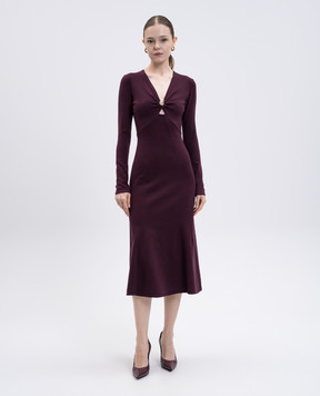 Twinset Бордова сукня міді з логотипом 252TP3140