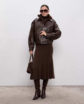 Jacob Lee Коричнева шкіряна куртка WLJ20128AW25BW