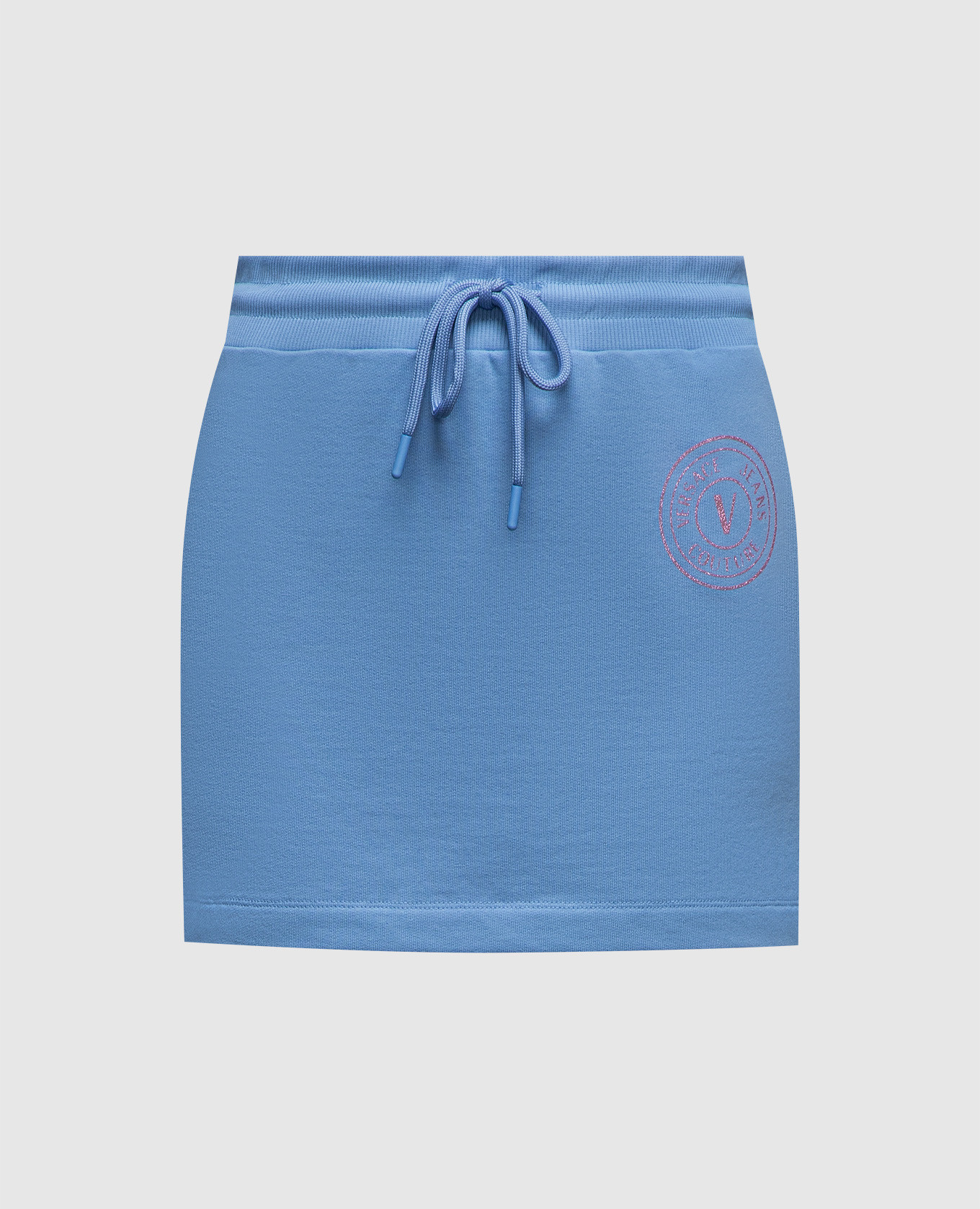 Голубая юбка мини с принтом логотипа