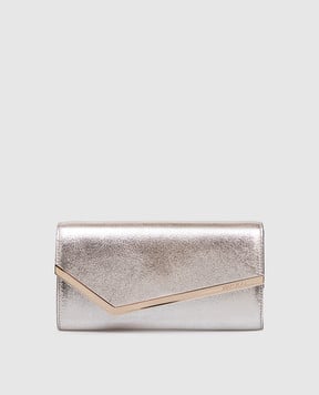 Jimmy Choo Сріблястий шкіряний клатч Emmie EMMIEGLE