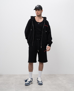 Off-White Черная майка в рубчике с логотипом логотип OMUY006C99JER001