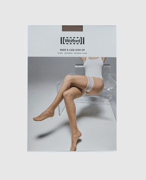 Wolford Бежевые чулки LACE с кружевом 8 Den 20207