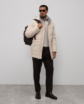 Brunello Cucinelli Бежевий светр з кашеміру у візерунок M22709304