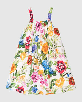 Dolce&Gabbana Детское платье мини в цветочный принт с логотипом. L54DD7FSFOB46