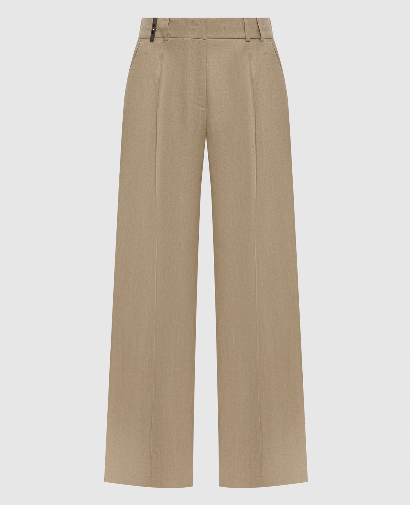 

Бежевые брюки из льна, Бежевый, Прямые брюки