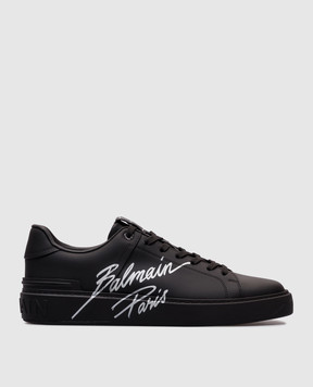 Balmain Черные кожаные кроссовки B-Court с логотипом EM0VI288LIPB