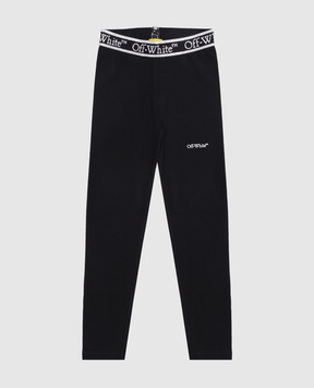 Off-White Детские черные леггинсы с логотипом OGCD003C99JER002