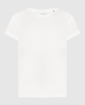 Anine Bing Белая футболка Amani с кашемиром с металлическим логотипом. A082279100B