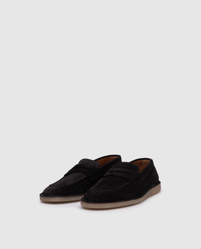 Dolce&Gabbana Черные замшевые лоферы с перфорацией A50651A9T59