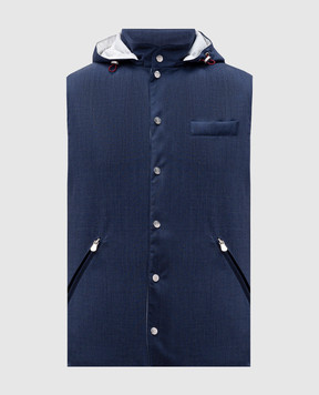 Brunello Cucinelli Синий жилет из шерсти с капюшоном MM4506523