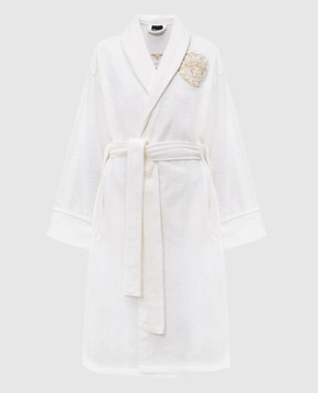 Versace Белый махровый халат Medusa Gala с леном. ZACJ000201A11941