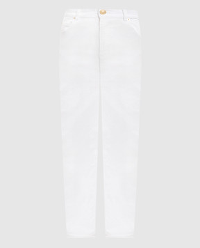 Balmain Белые джинсы-скини с логотипом патча. EF1MG009DB69