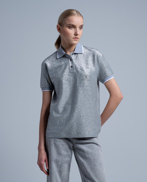 Brunello Cucinelli Серое поло с люрексом с логотипом ML947EN415