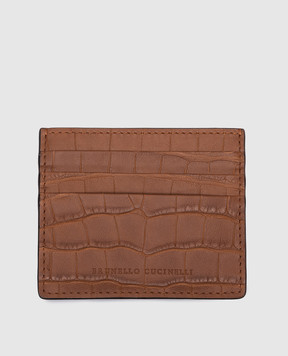 Brunello Cucinelli Коричневый картхолдер из кожи крокодила MWSEU335